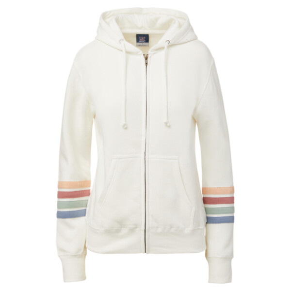 Women's Striped Sleeves Full-Zip Hooded Sweatshirt Thumbnail