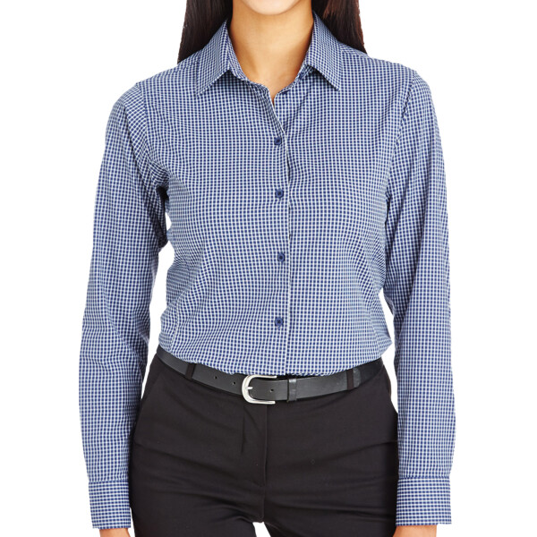 Women's CrownLux Performance® Tonal Mini Check Woven Dress Shirt Thumbnail