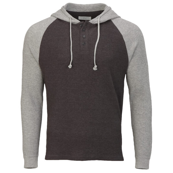 Unisex Waffle Knit Pullover Hooded Long Sleeve T-Shirt Thumbnail