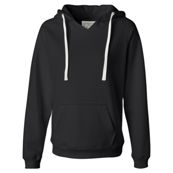 Women's Sueded V-Neck Hooded Sweatshirt Thumbnail