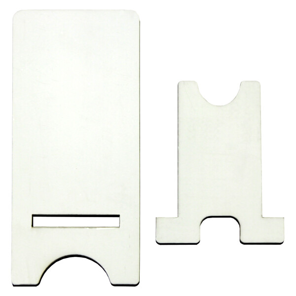 ImageStand Phone Stand for Small Smartphones, Flat top, White Gloss Hard Board with Black Back. Thumbnail