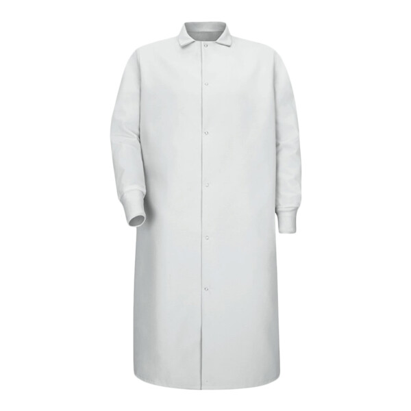 Unisex Gripper-Front Pocketless Butcher Coat With Knit Cuffs Thumbnail