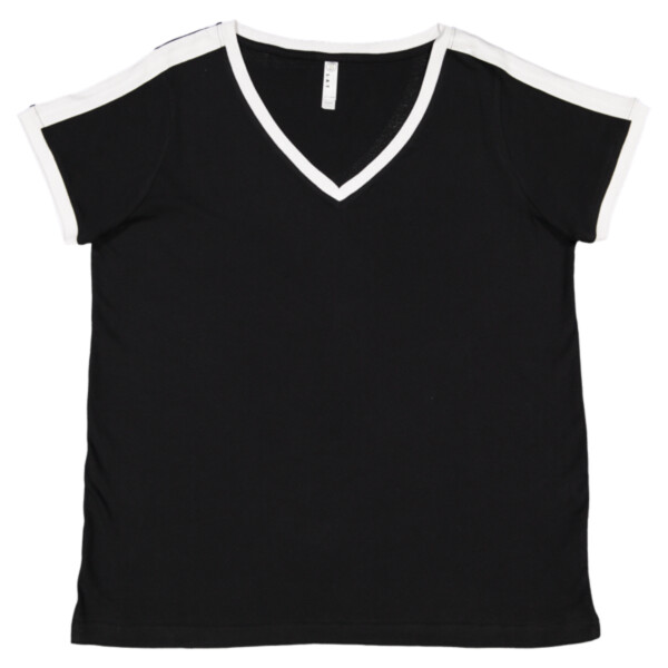 Women's Curvy Retro Ringer Premium Jersey V-Neck Tee Thumbnail