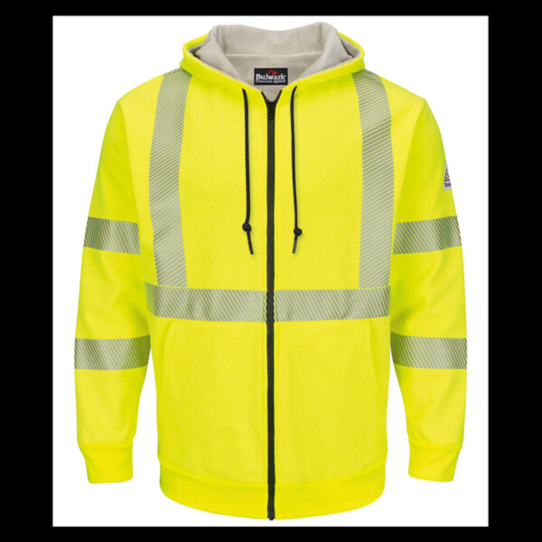 Men's Tall Hi-Visibility Zip-Front Hooded Fleece Sweatshirt with Waffle Lining Thumbnail